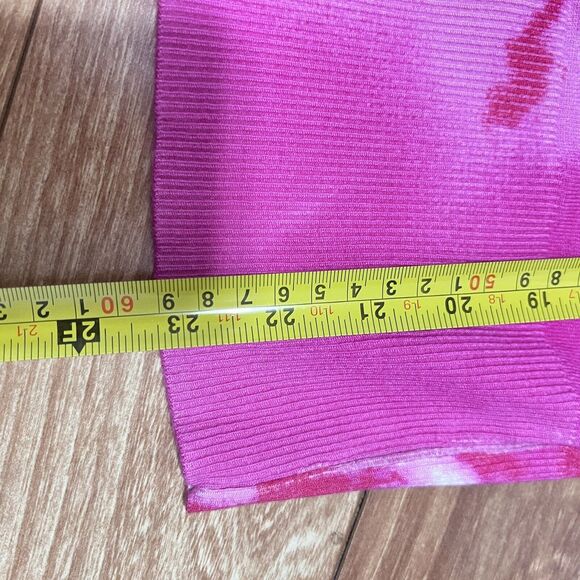 Boston Proper Pink Floral Cardigan Size M Jeweled Snap Button Tie Dye Preppy - Picture 6 of 7